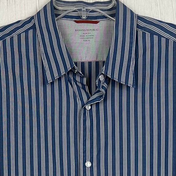 Banana Republic Pearl Snap Shirt men’s XL Slim Fit long sleeve snap up - Picture 3 of 6